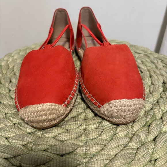 Eileen Fisher Lee Tangelo Orange Tumbled Nubuck D’Orsay Espadrille Flats NWOB - Picture 5 of 13